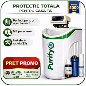 Dedurizator Purifyo SDP 11 Litri+ CADOU: Carcasa filtru, Tester duritate, Cartus tratare