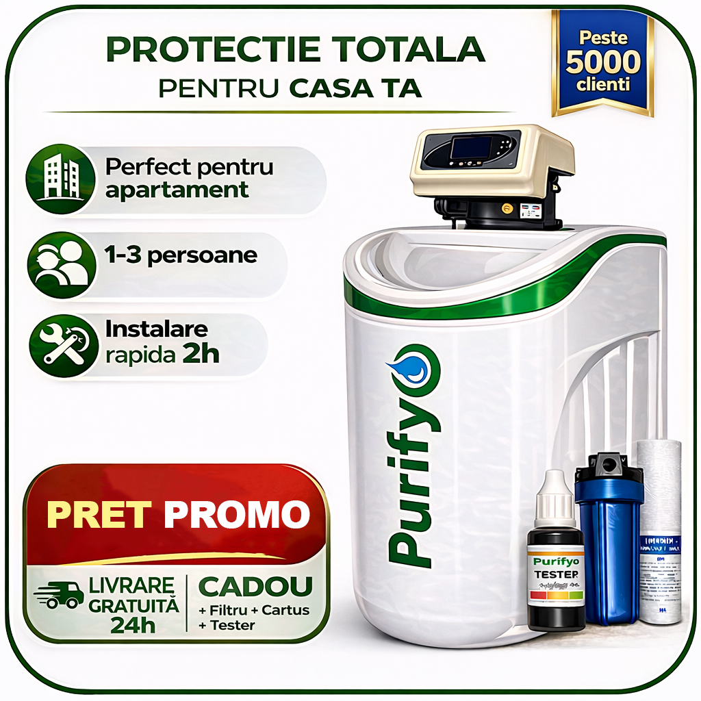 Dedurizator Purifyo SDP 11 Litri+ CADOU: Carcasa filtru, Tester duritate, Cartus tratare